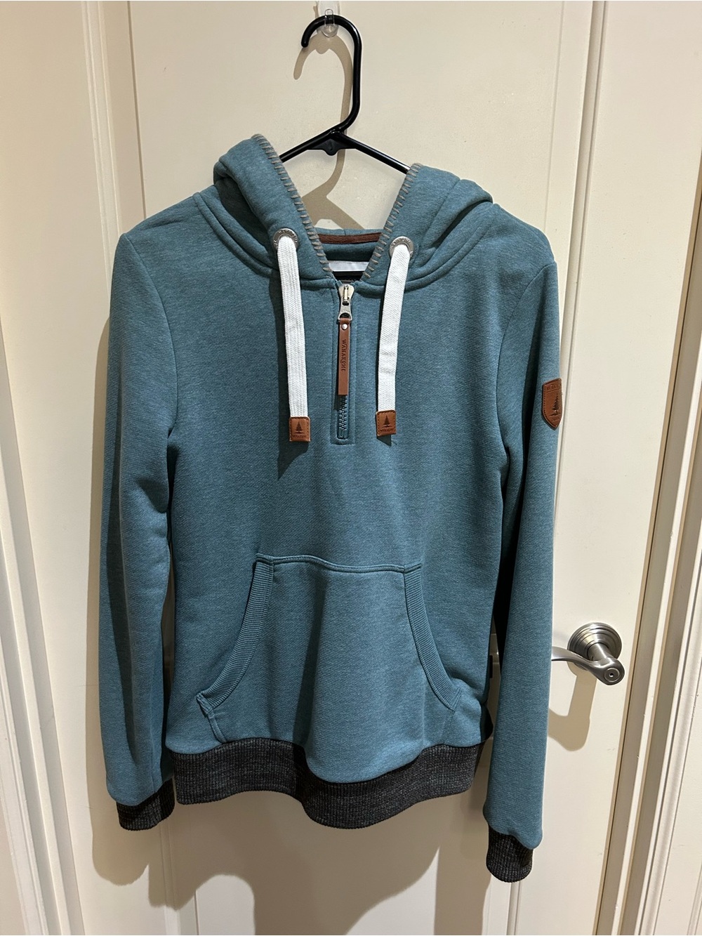 Wanakome Teal Half-Zip Hoodie with White Drawcords